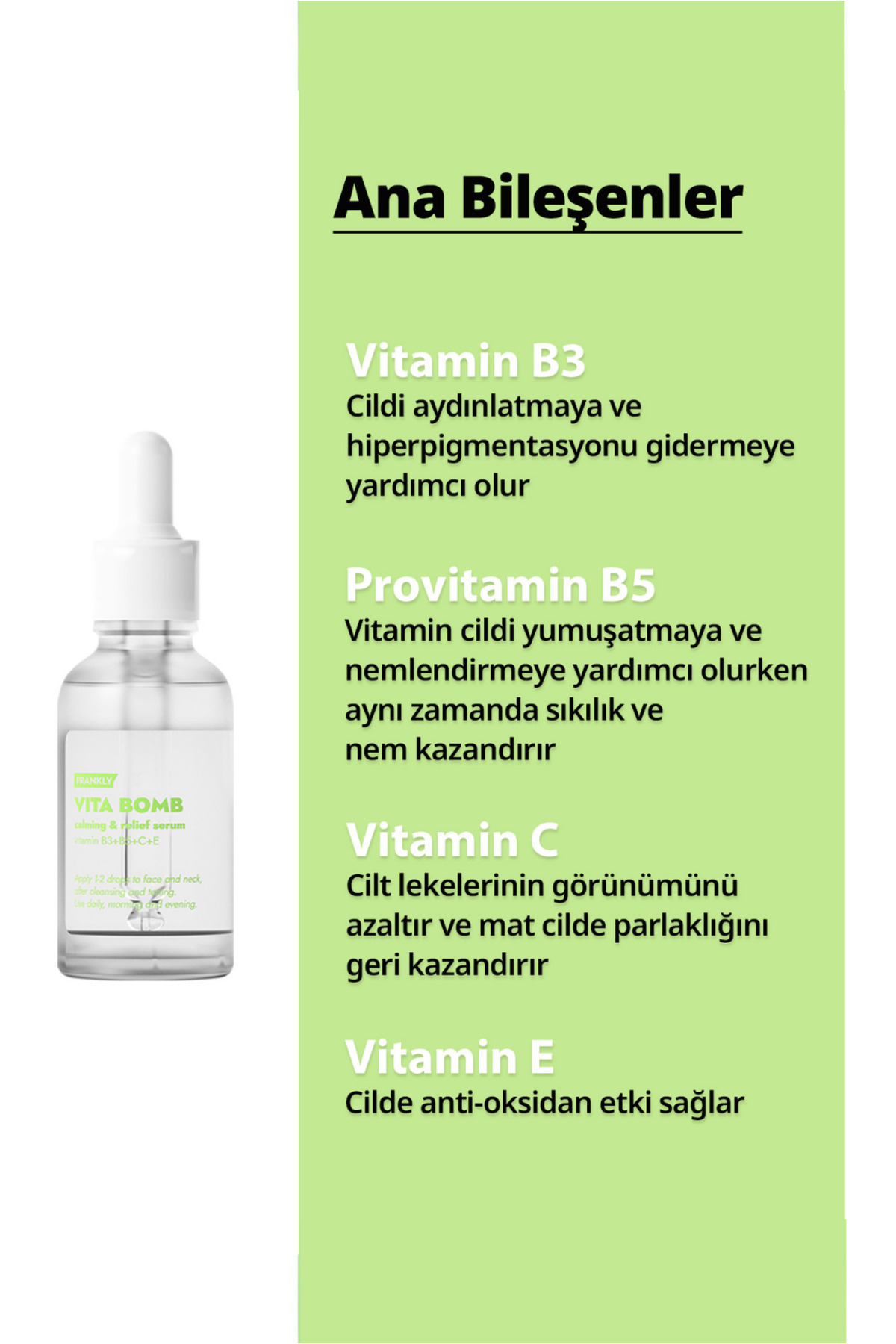 FRANKLY Vita Bomb Yatıştırıcı Aydınlatıcı Leke Karşıtı Onarıcı Antioksidan Serum 30 mL - Görsel 3