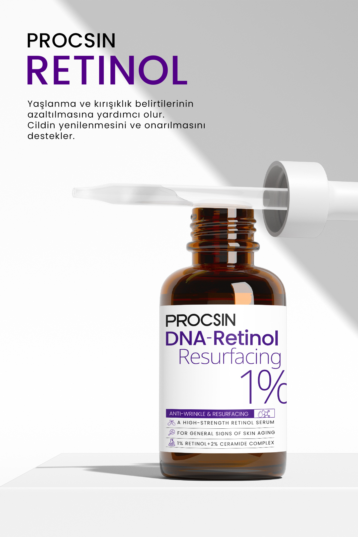 PROCSIN Hydro Solution %1 Retinol Ceramide Yoğun Kırışıklık Karşıtı Yenileyici Serum 30ml - Görsel 2