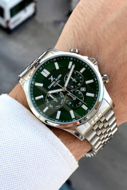 Daniel Klein %100 Orijinal Gümüş Çelik Kordon Yeşil Kadran Fonksiyonlar Aktif Erkek Kol Saati Bileklik Hediye