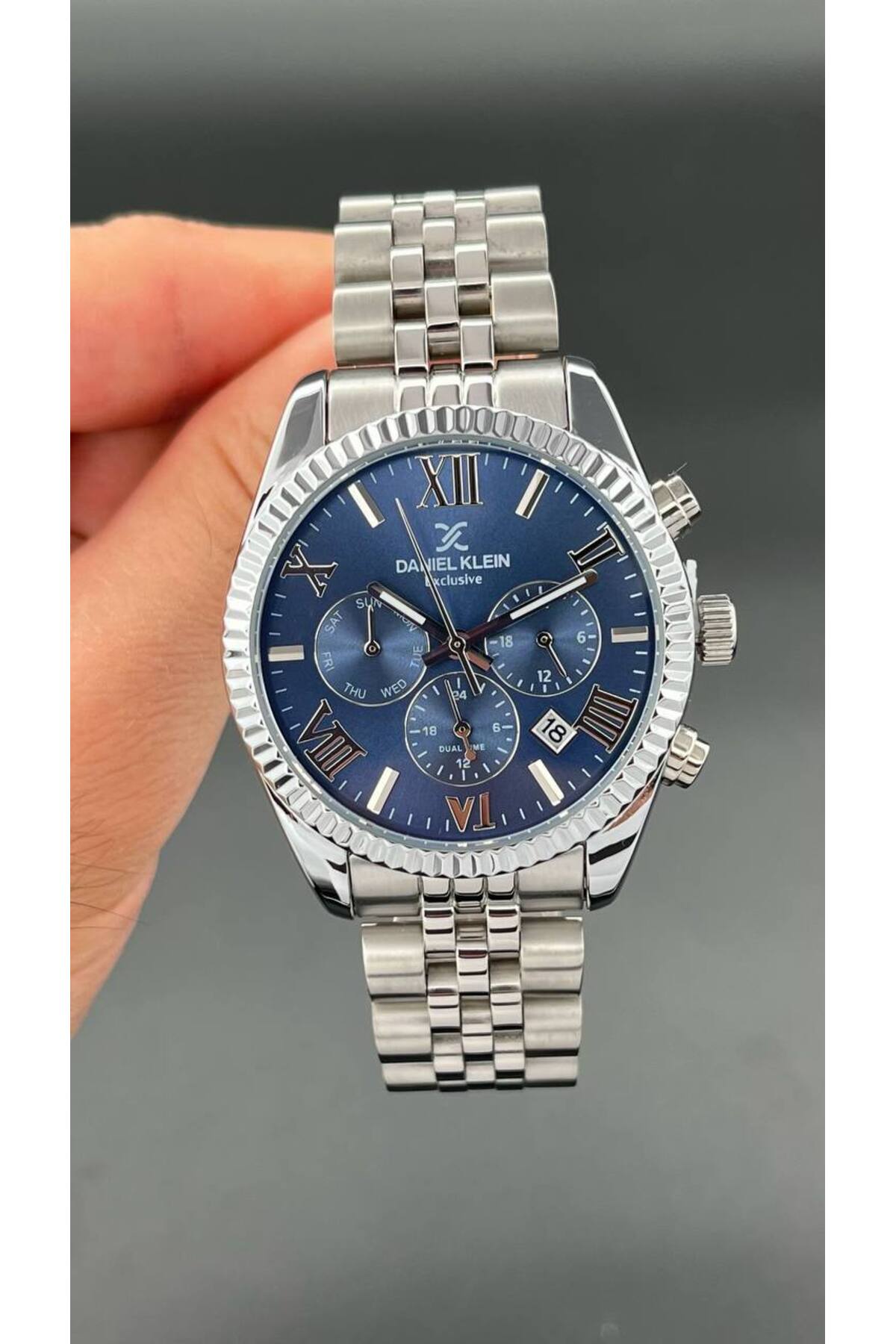 Daniel Klein Exclusive Erkek Kol Saati 3 ATM Su Geçirmezlik Gümüş & Lacivert Renk - Görsel 2