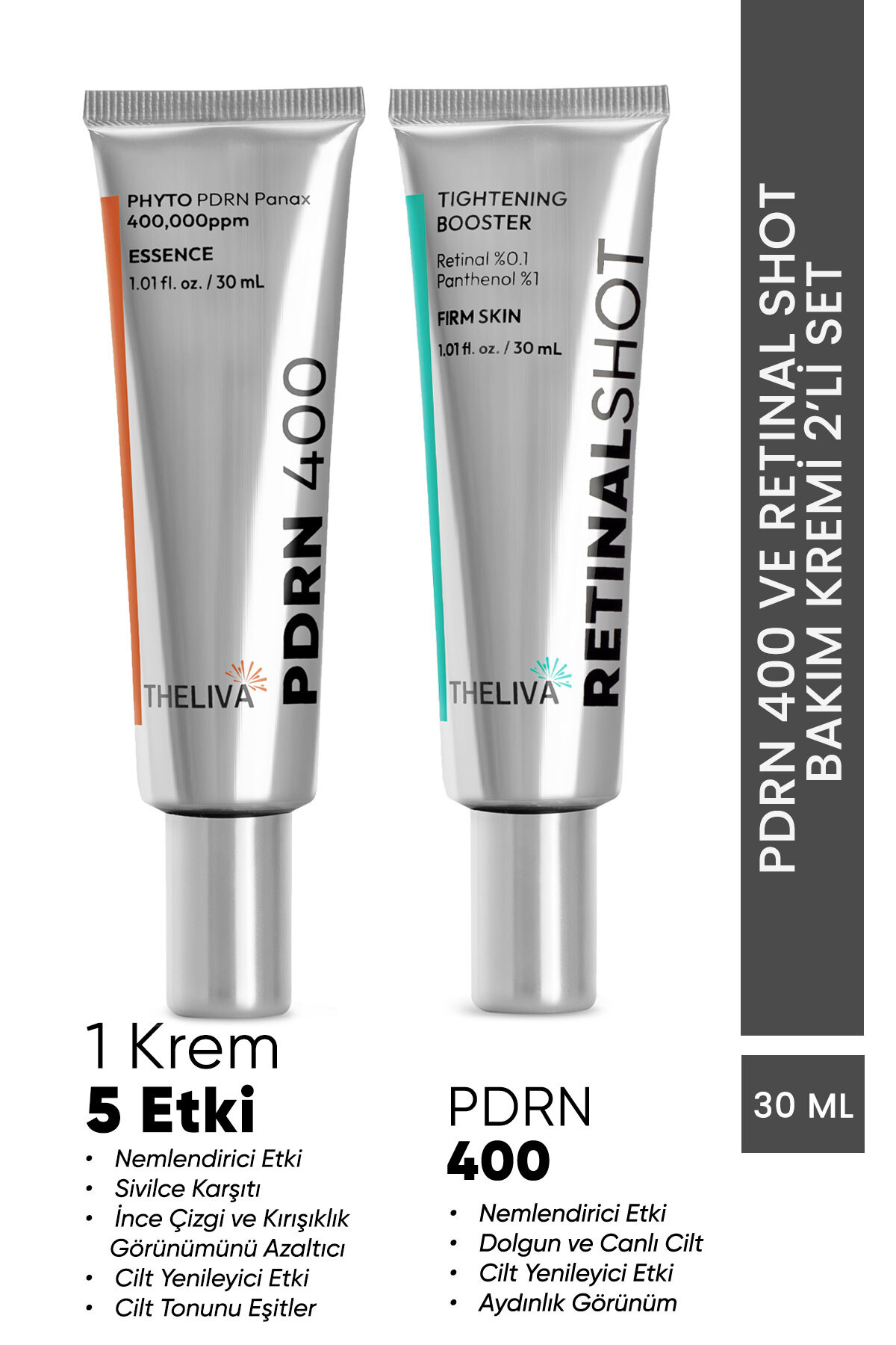 The Liva Retinal Shot & PDRN 400 Yüz Kremi Seti Sıkılaştırıcı Nemlendirici, yaşlanma ve kırışıklık karşıtı