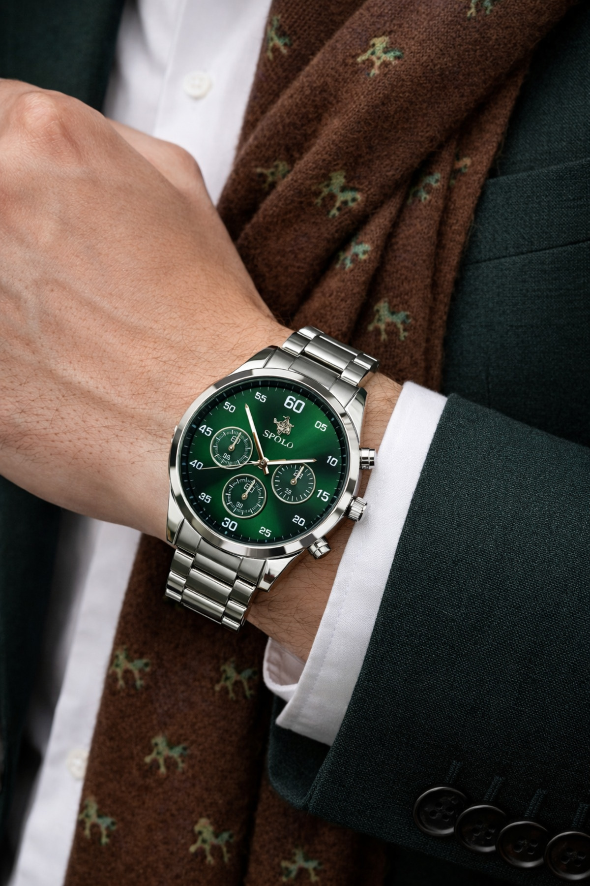 S.POLO Marka Yeşil kadran Orijinal Erkek Kol Saati Bileklik Hediyeli - Görsel 2