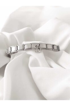 bijoux uniques Çelik Sallantılı N Harfli İtalyan Charm Bileklik