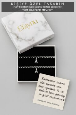 EFAYNU Kişiye Özel Harfli Bileklik Çift Bilekliği, Lüx Çelik Kararmaz 2 Adet Sevgiliye,Arkadaşa,Eşe Hediye