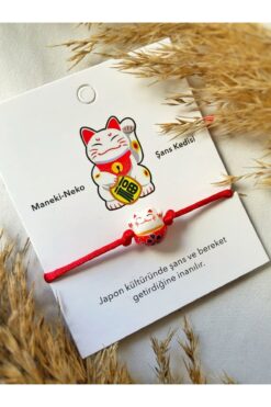 Atölye Merdiven Şans Kedisi Seramik Maneki Neko Hediyelik Bileklik