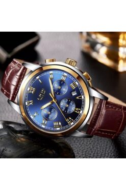 Lige Deri Kahverengi Kordon Şık Lüks Erkek Kol Saati