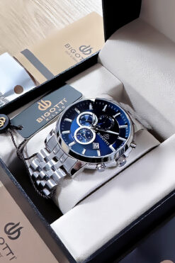 Bigotti Özel Kutulu 5 ATM Su Geçirmez Erkek Kol Saati Gümüş Renk Çelik Kordon + BME2016C2