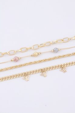 Sortie Aksesuar Unisex 3 Kelebek Figürlü Dorika 4'lü Kombin Bileklik 032