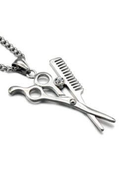 Herşey Nota Berber Makas Tarak Kolye Paslanmaz Çelik Kadın - Erkek