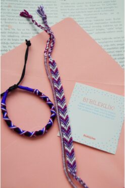 Bidüğüm Mor Işıltı Bileklik Seti, Renkli Arkadaş Dostluk Bilekliği - El Yapımı, Kalıcı Renkler