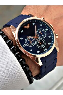 Tisaati Premium Tasarım Silikon Kordon Exclusive Serisi Metal Kasa Erkek Kol Saati-Bileklik Hediyeli