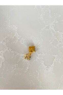 kubotique Paslanmaz Çelik Taşlı Fil İtalyan Bileklik Gold Charm