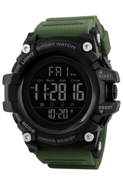 Skmei Skmeı 1384 Yeşil Kordon Dijital Kol Saati Asker Yeşili Kronometreli