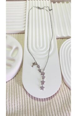 bijoux uniques Kayan Yıldız Y Harfli Çelik Kolye