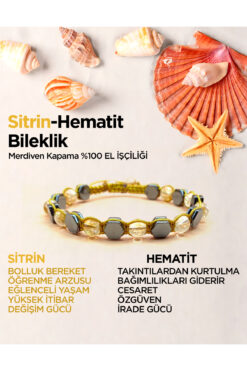 Deniz Doğal Taş Artanyon Model Sitrin Hematit Bileklik