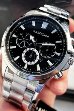 mascionni Erkek Kol Saati 3 Atm Su Geçirmez Gümüş Renk Çelik Kordon + Doğaltaş Elg383