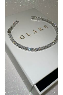 GLARE JEWELRY CO 4mm Gümüş Pırlanta Montür Suyolu Çelik Bileklik 15+3cm