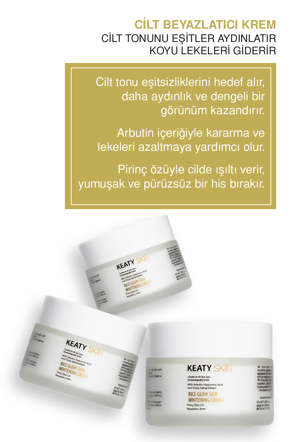 KEATY Pirinç Özlü Cilt Beyazlatıcı Aydınlatıcı Leke Karşıtı Krem | 50ml - Görsel 3