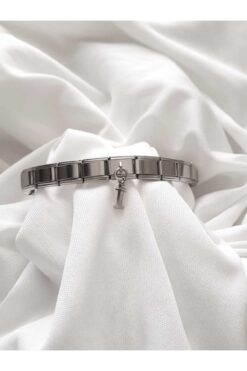 bijoux uniques Çelik Sallantılı İ Harfli İtalyan Charm Bileklik