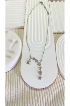 bijoux uniques Kayan Yıldız K Harfli Çelik Kolye