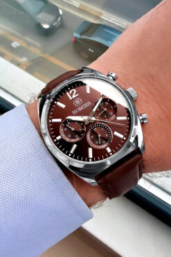 Homies Fonksiyonlar Aktif Orijinal Kahverengi Hakiki Deri Kordon Erkek Kol Saati 3ATM Su Geçirmez HME2074C3