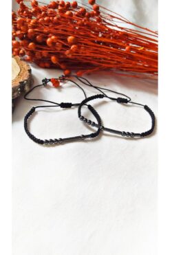 MARCİELO Accessories Mors Alfabesi Bileklik Hematit Doğal Taş Sevgili Çift Bileklik