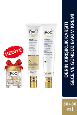 Roc Derin Kırışıklık Karşıtı Gece Kremi 30 ml & Gündüz Kremi SPF30 30 ml + Retinol Kapsül Serum Hediyeli
