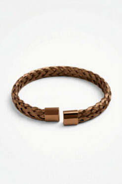 HERİF Aksesuar Erkek Klasik Örgü Kelepçe Çelik Bileklik - Bakır Renk