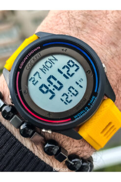 Cockpit Havuz Deniz Kullanıma Uygun Sarı Renk Silikon Kordon,Işıklı, Dijital Spor Erkek Kol Saati Bileklik