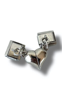 Takı Dükkanı 2li Mıknatıslı Kalp Sevgili Çift Charm Celik Italyan Charmı scb35