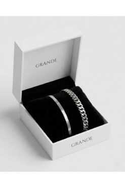 GrandeAccessory Sevgililer Gününe Özel İtalyan ve Çelik Klasik Zincir Bileklik
