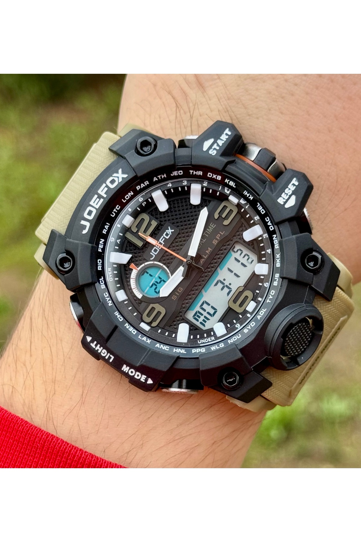 Joefox G-shock model garantili ışıklı. spor şık su geçirmez silikon kordon erkek kol saati - Görsel 2