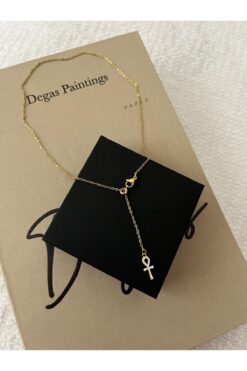 Genel Markalar Asansörlü Zirkon Taşlı Ankh Sallantılı Çelik Zincirli Y Kolye