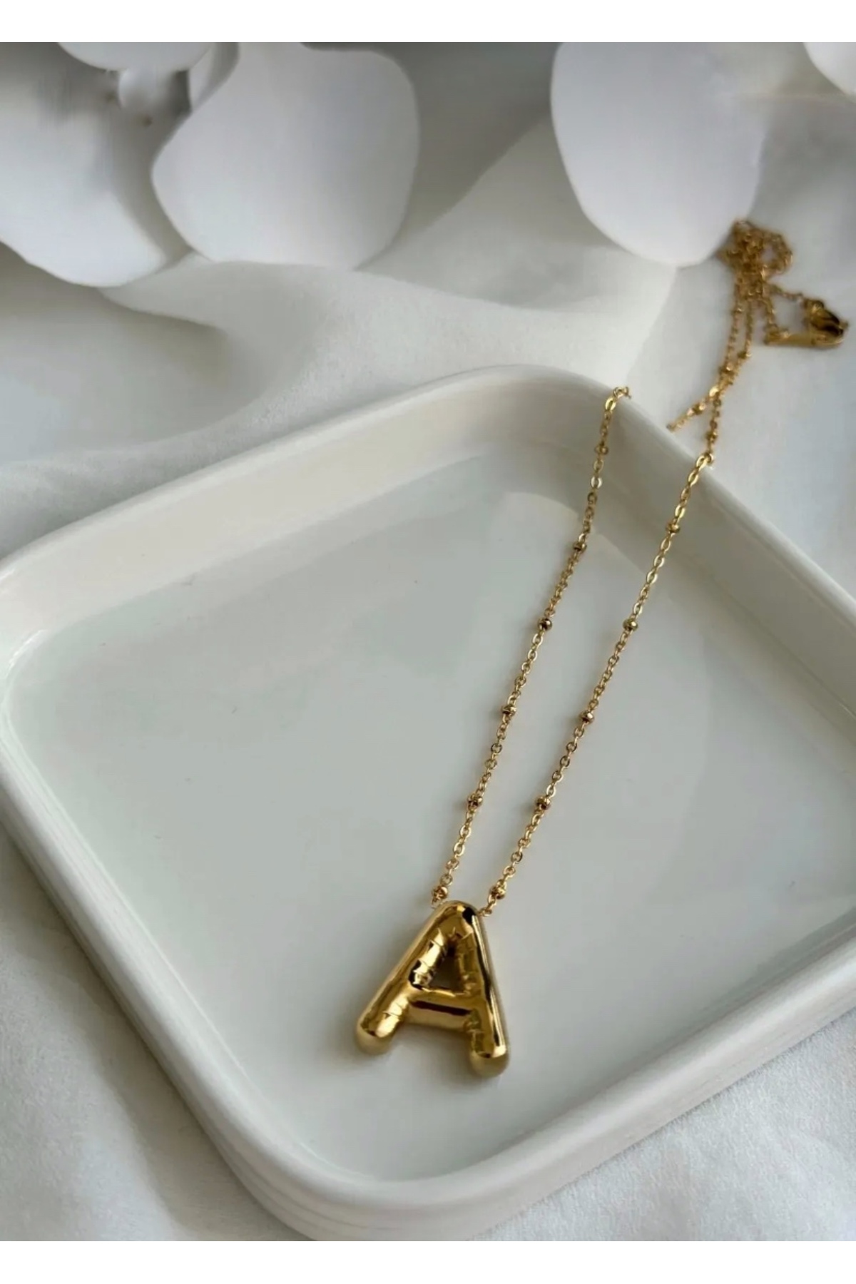 Asia by Leuvoié Üç Boyutlu Çelik A Harfli Balon Kolye - Görsel 2