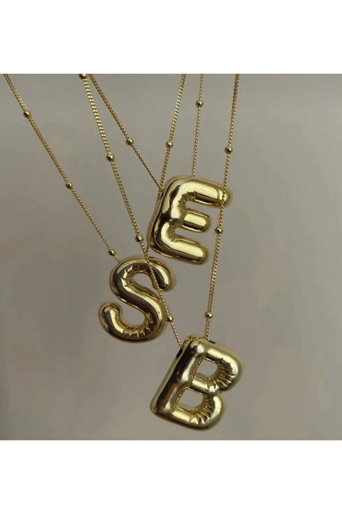 Asia by Leuvoié Üç Boyutlu Çelik A Harfli Balon Kolye - Görsel 3