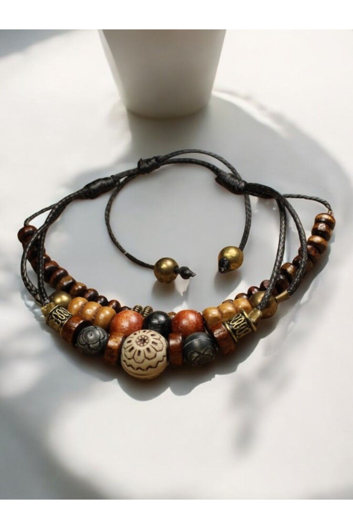 DEHNA Ahşap Ve Metal Boncuk Kombin 3 Parça Salaş Bileklik