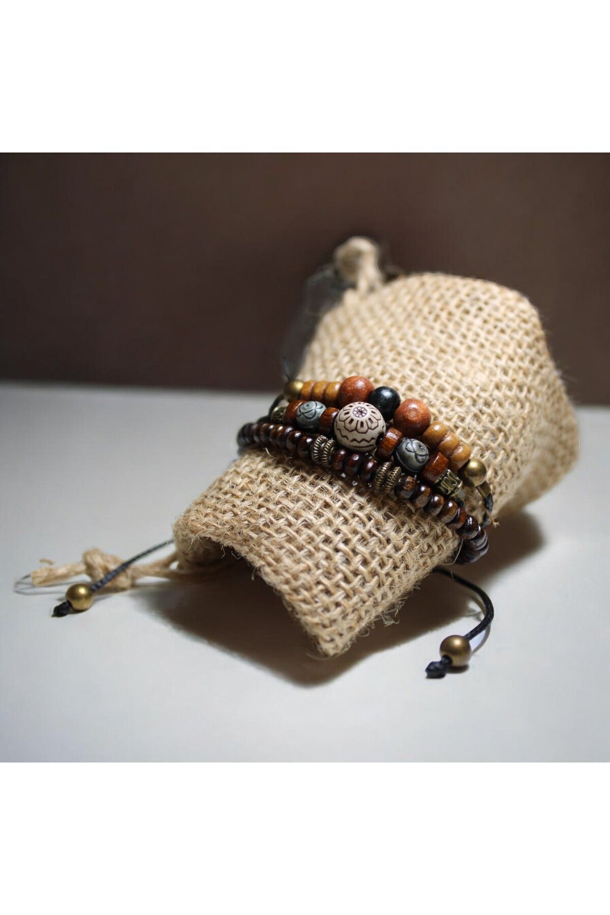 DEHNA Ahşap Ve Metal Boncuk Kombin 3 Parça Salaş Bileklik - Görsel 2