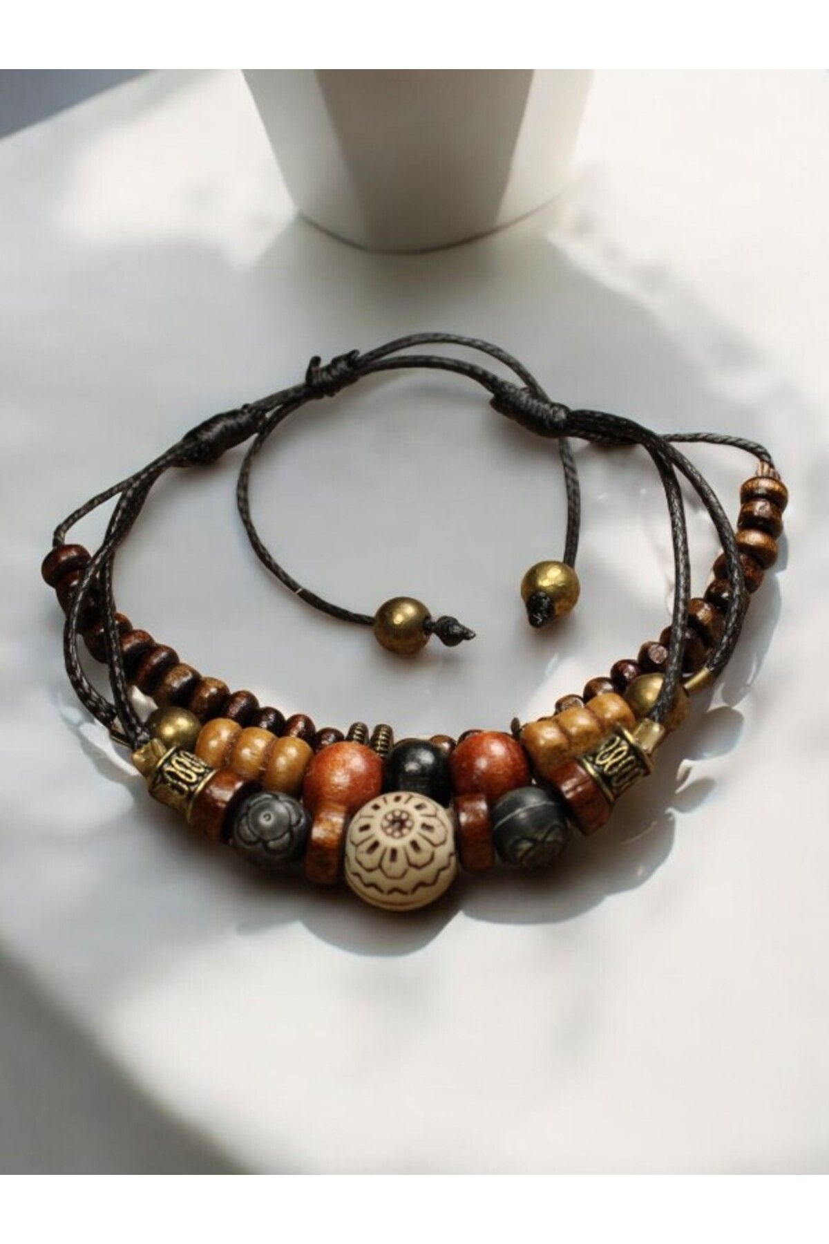 DEHNA Ahşap Ve Metal Boncuk Kombin 3 Parça Salaş Bileklik - Görsel 3