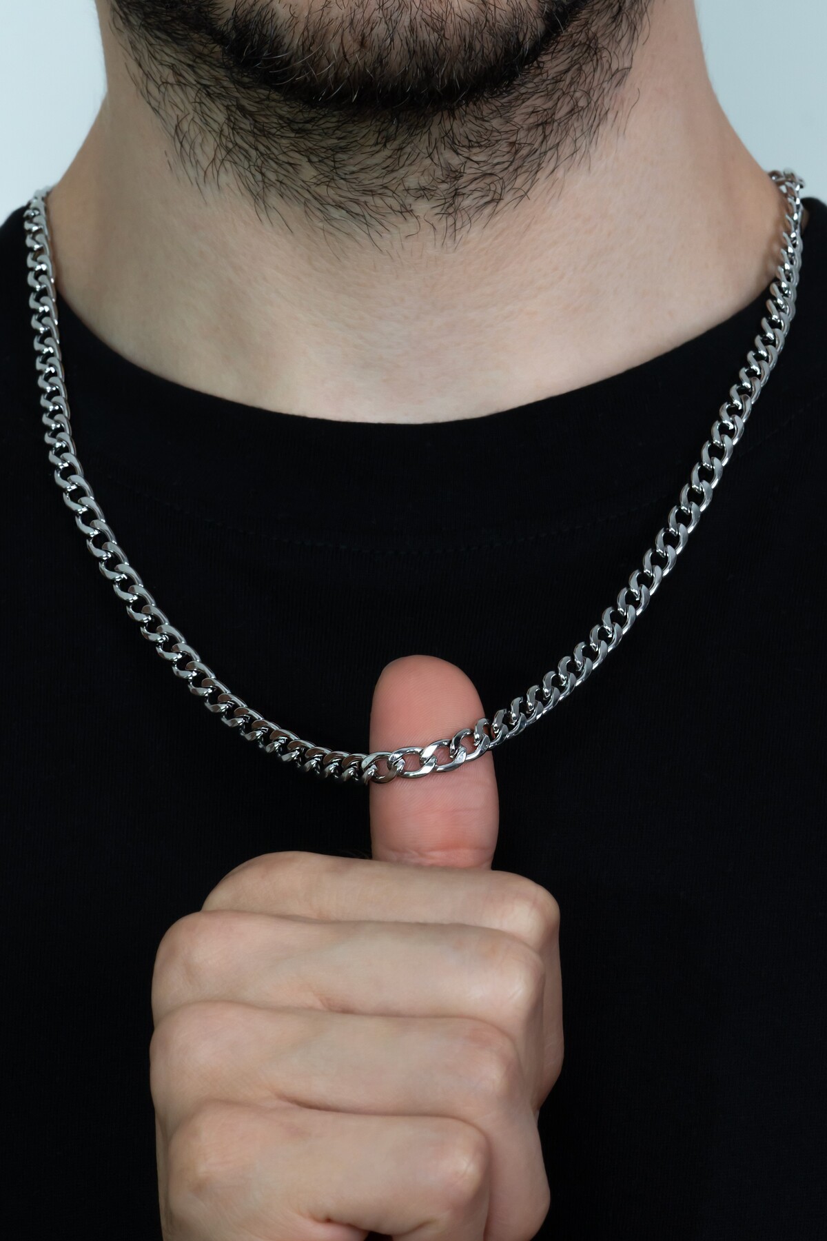 Takı Dükkanı Gemici Gurmet Paslanmaz Çelik Erkek Zincir Kolye 6 mm 56 cm h081 - Görsel 3