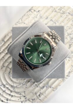 Coliseum Yuvarlak İçi Yeşil Gümüş Kordon Erkek Kol Saati