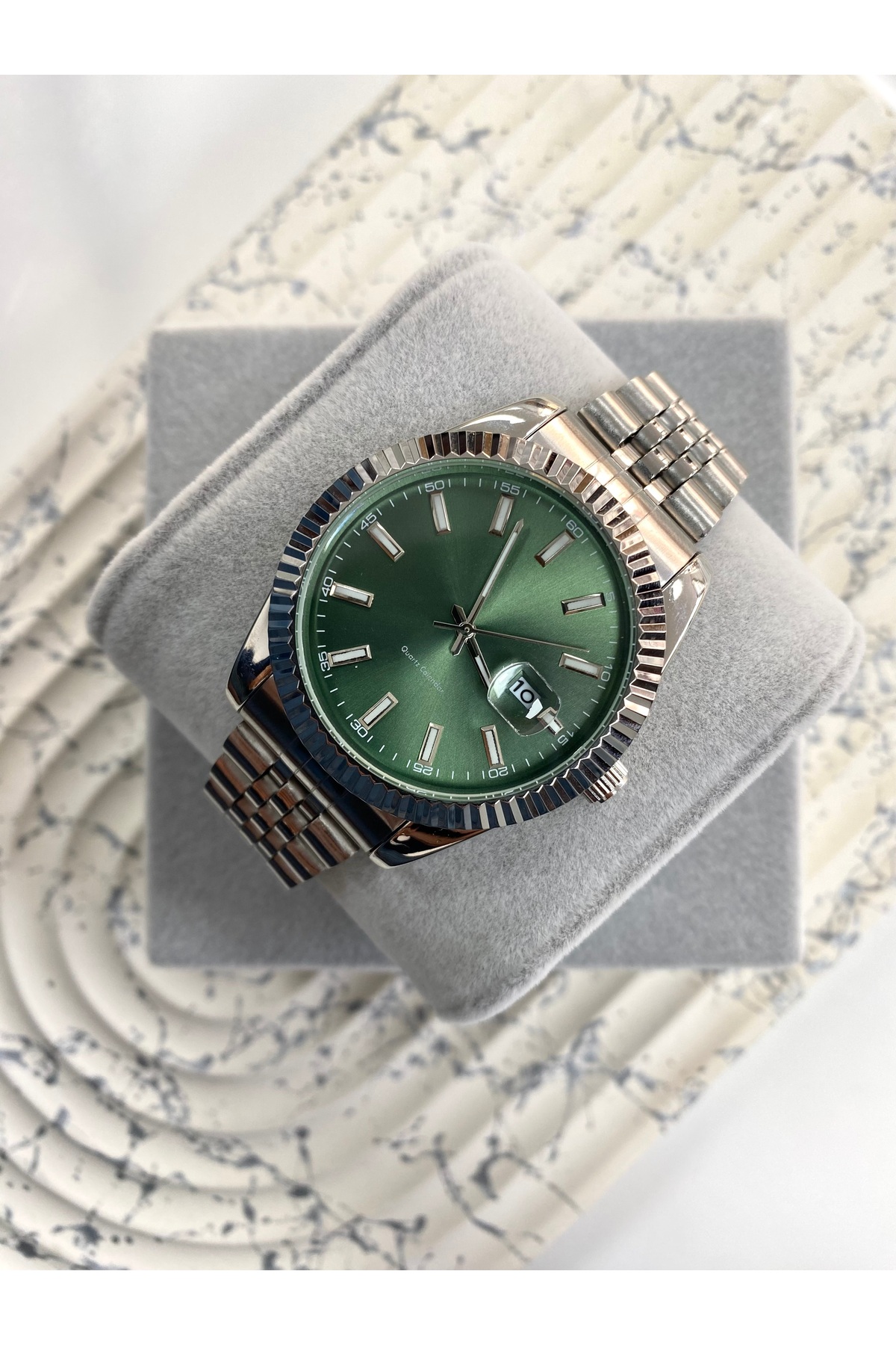 Coliseum Yuvarlak İçi Yeşil Gümüş Kordon Erkek Kol Saati