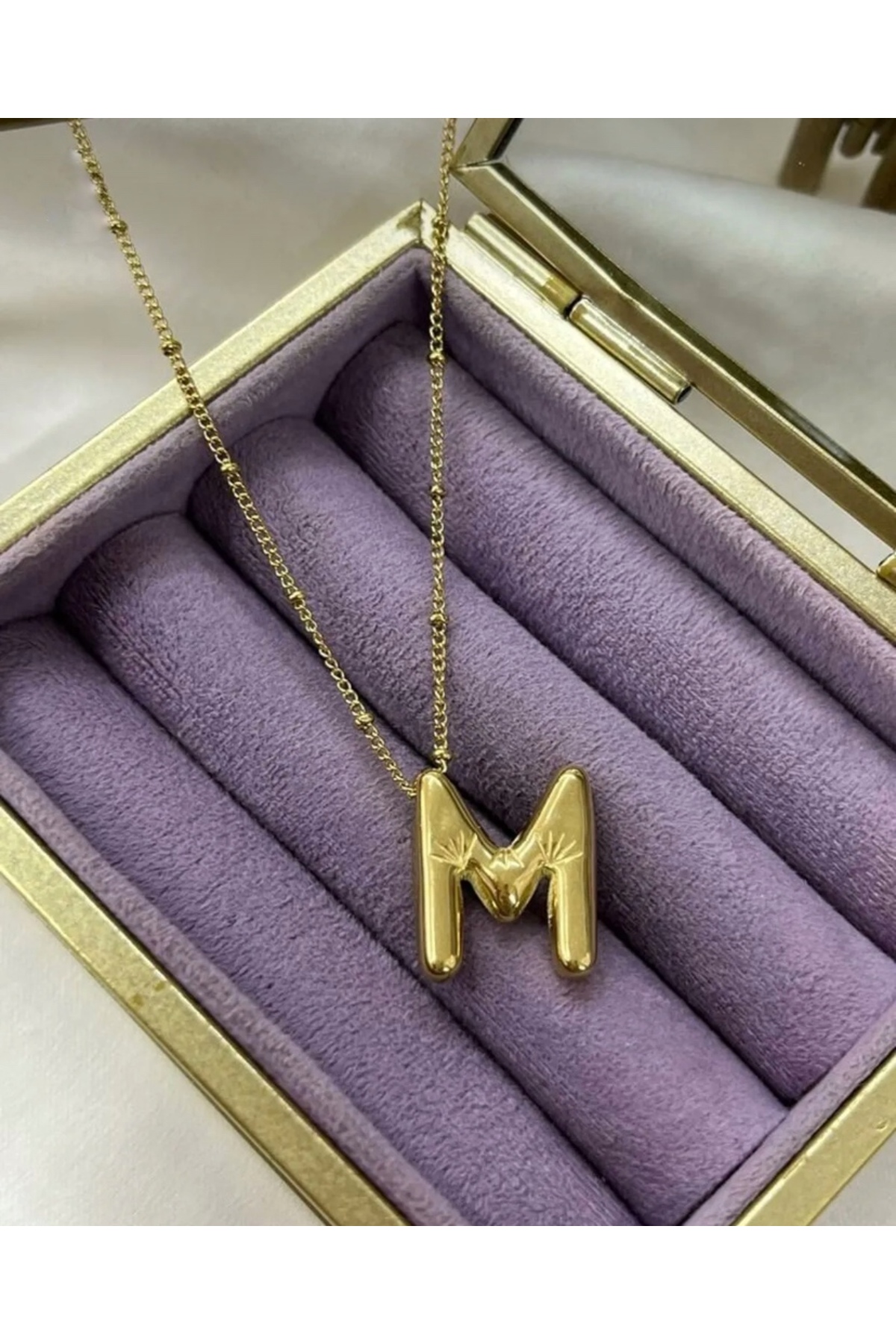 Asia by Leuvoié Üç Boyutlu Çelik M Harfli Balon Kolye