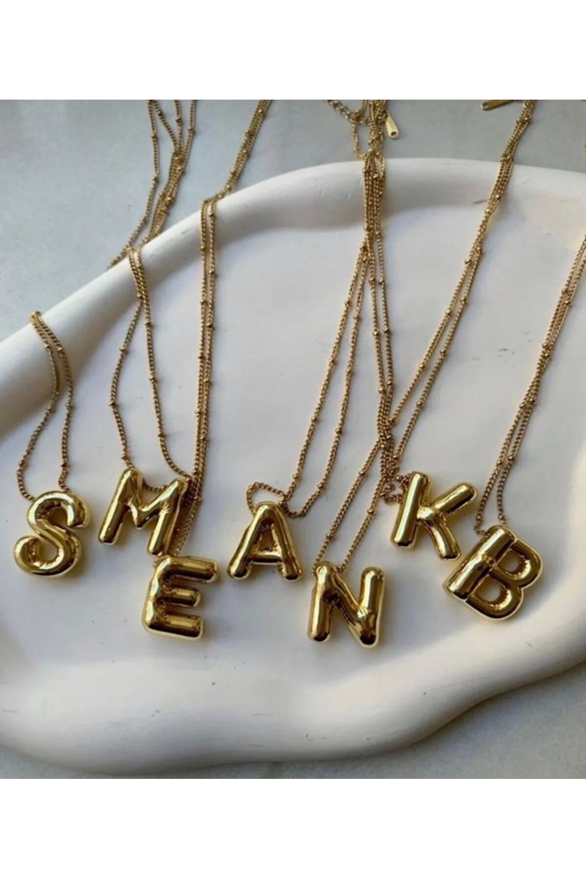 Asia by Leuvoié Üç Boyutlu Çelik M Harfli Balon Kolye - Görsel 3