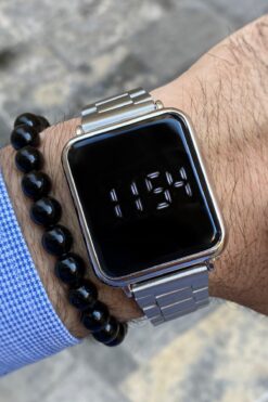 İSTLİV Unisex Çelik Kasa Dijital Led Dokunmatik Kol Saati