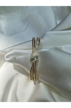 BORENO 18 Ayar Altın Kaplama Xuping, Taşlı Yüksek Kalite Ayarlanabilir Bilezik, Bileklik