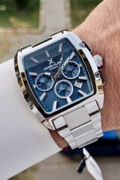 Daniel Klein Kadranı Lacivert Kordonu Gümüş Renk İç Göstergeleri Aktif Hediye Paketli Erkek Kol Saati