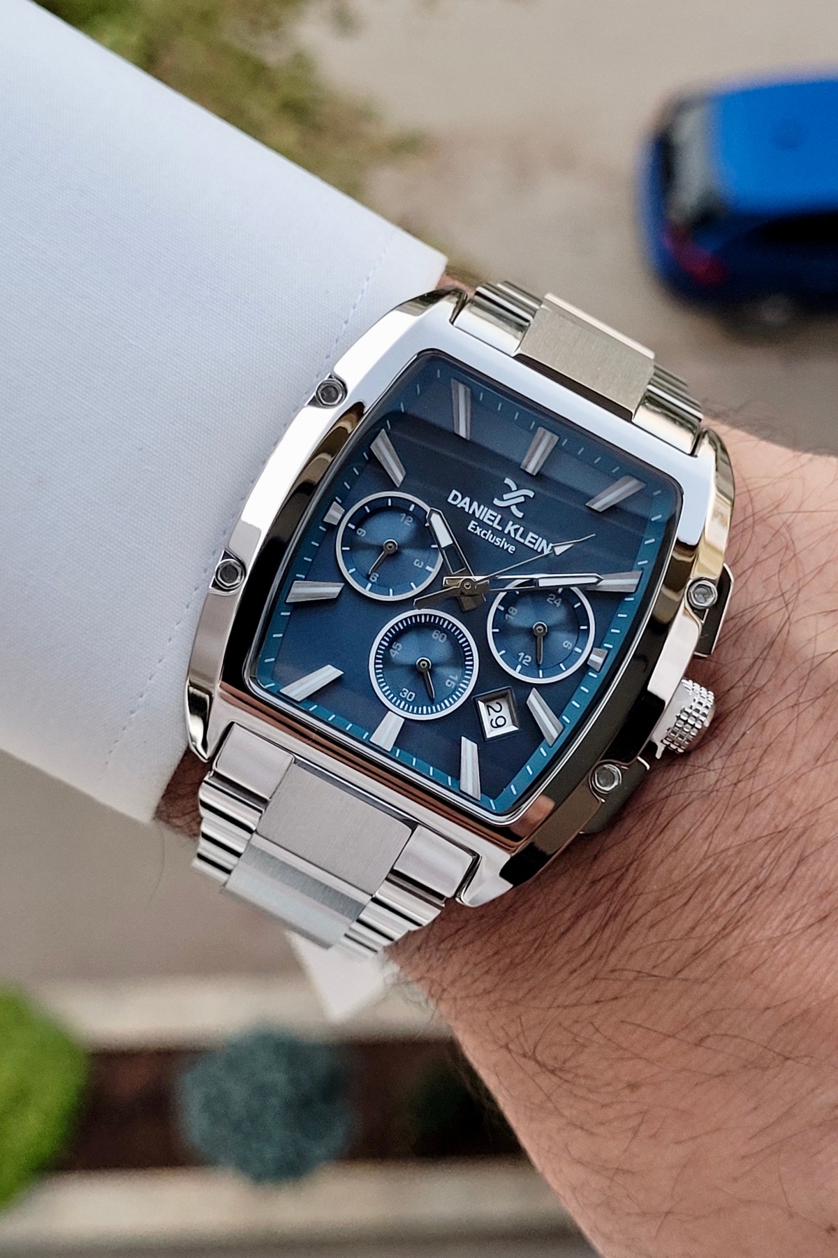 Daniel Klein Kadranı Lacivert Kordonu Gümüş Renk İç Göstergeleri Aktif Hediye Paketli Erkek Kol Saati - Görsel 3