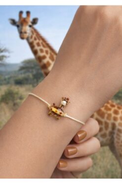 PEONY peonyofficiall Zürafa Cam Murano Bileklik Krem Ipli Bileklik