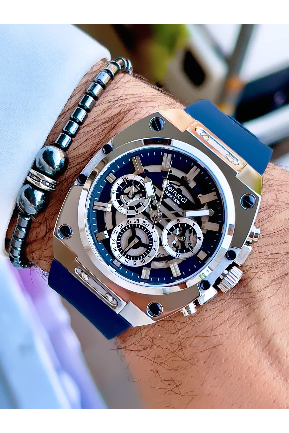 Ferrucci FERRUCCİ NEW 2024 FONKSİYONLU SİLİKON KORDON ÇELİK KASA ERKEK KOL SAATİ+BİLEKLİK HEDİYELİ