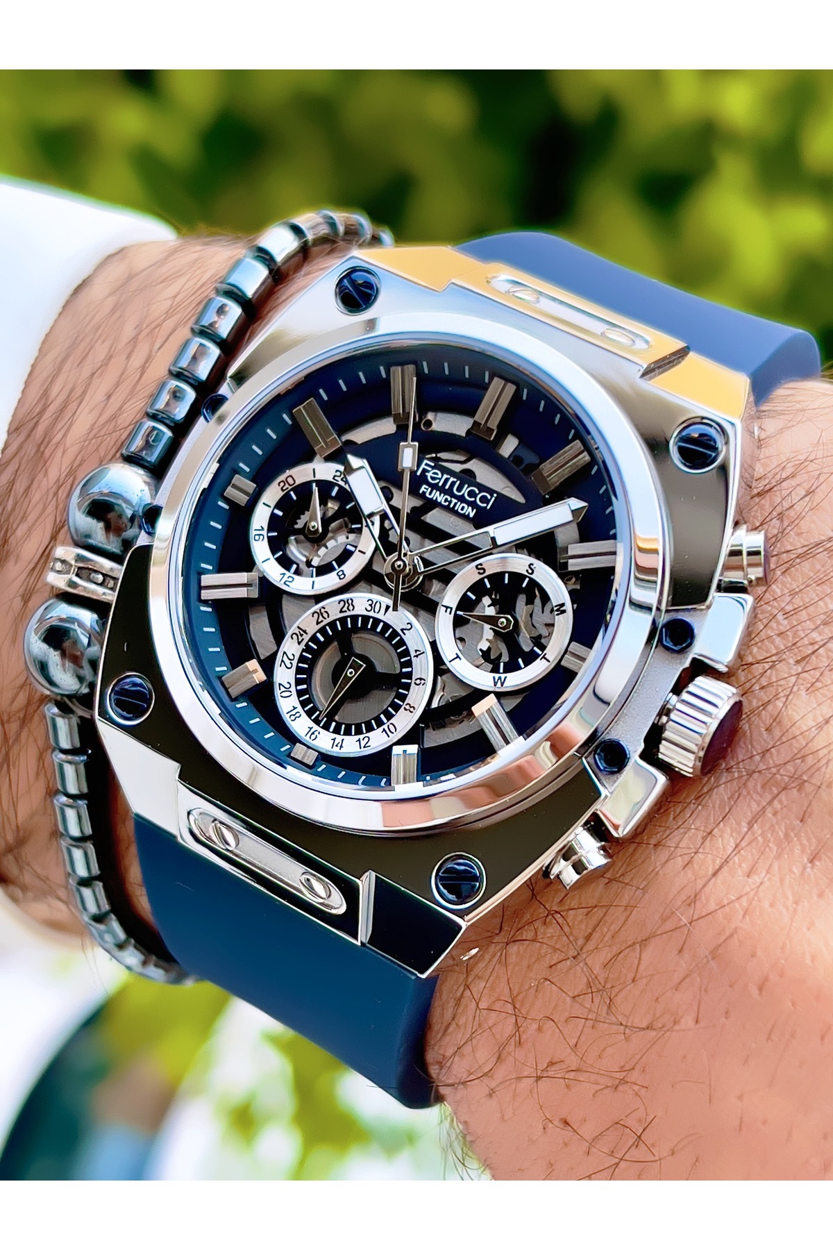 Ferrucci FERRUCCİ NEW 2024 FONKSİYONLU SİLİKON KORDON ÇELİK KASA ERKEK KOL SAATİ+BİLEKLİK HEDİYELİ - Görsel 2